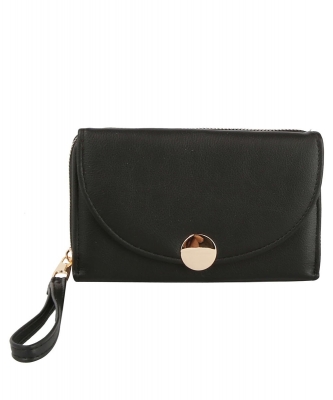 Fashion Flap Wallet Wristlet GLW-0143 BLACK